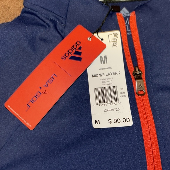 Adidas USA Mid-weight Layer Golf Sweatshirt NWT 1/4 Zip Size Medium - Picture 6 of 8